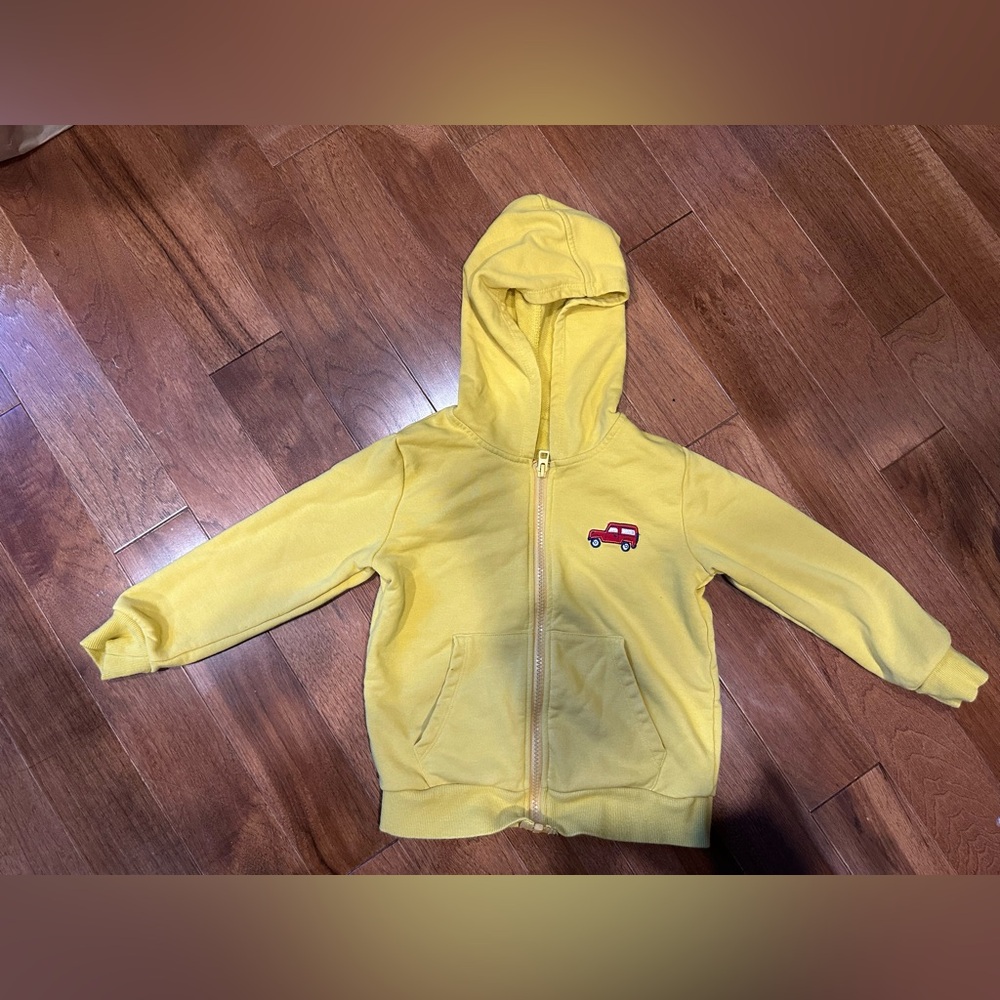 Bright Yellow Kids Hoodie with Car Patch